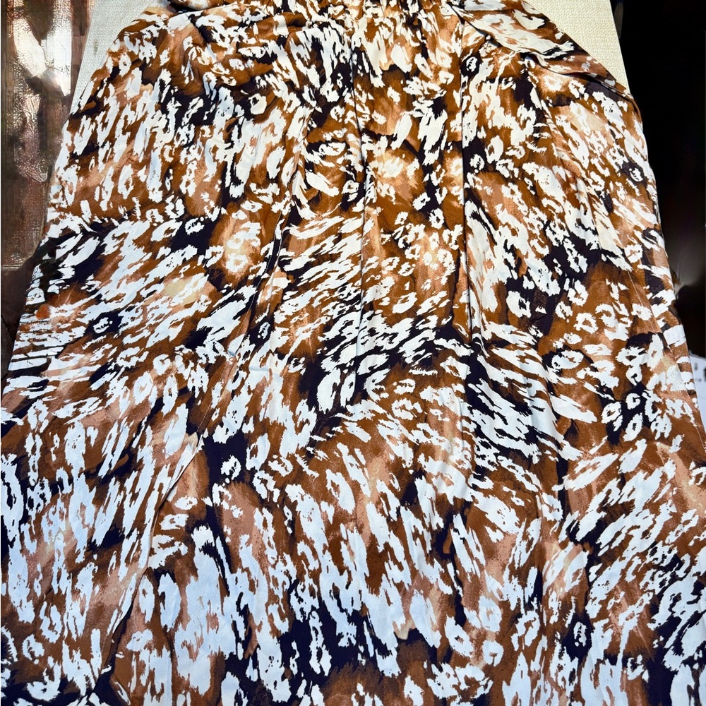 SHEIN Brown and Black A-Line Pleated Skirt for Cocktail